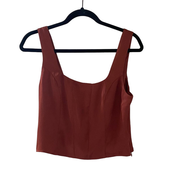 NWT Express Corset Dark Burnt Orange Red Crop Top sz Medium - Picture 1 of 7